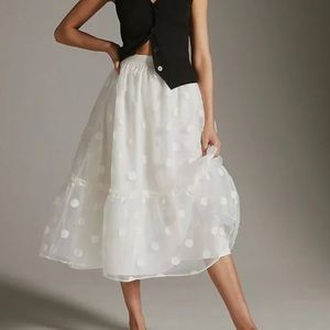 Anthropologie Eva Franco Tulle Midi Polka Dot Shirt